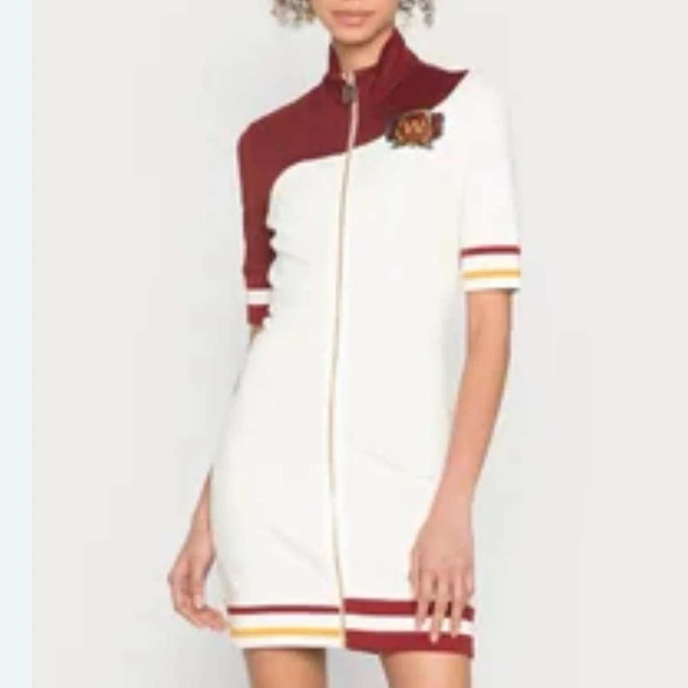 Puma Tenniscore Sporty Wal The Yard Full Zip Dress Burgundy‎ White Collegiate XL